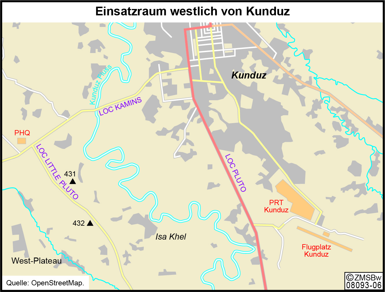 Karte des Einsatzraums westlich von Kunduz