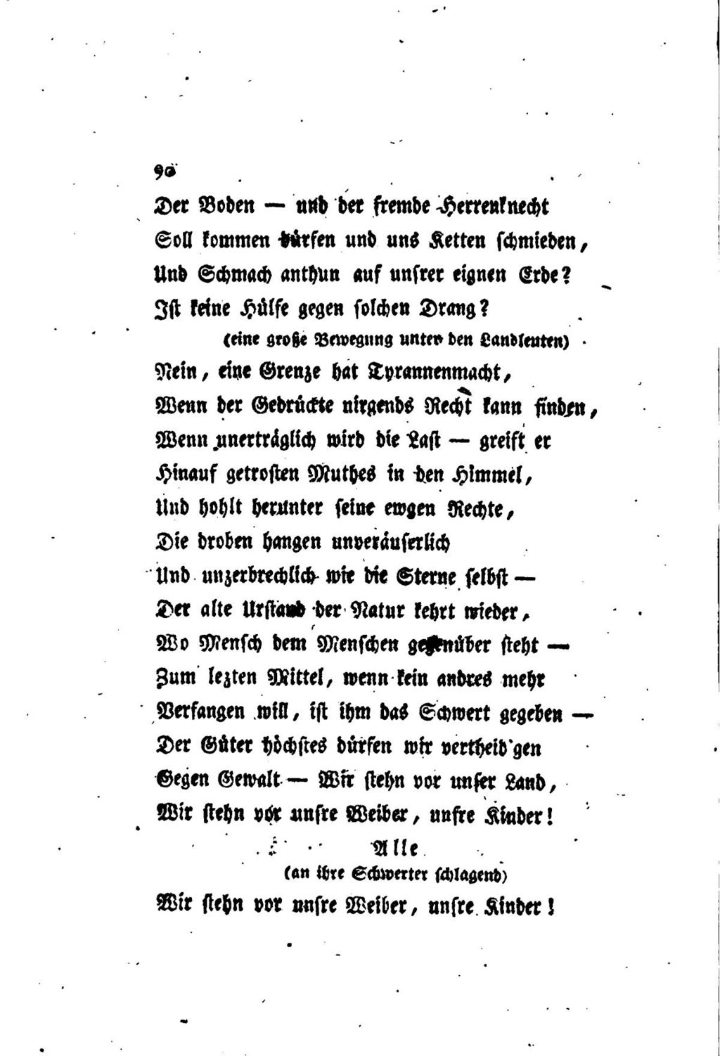 Buchseite, Fierdrich Schiller Wilhelm Tell, Rütliszene, Stauffacher