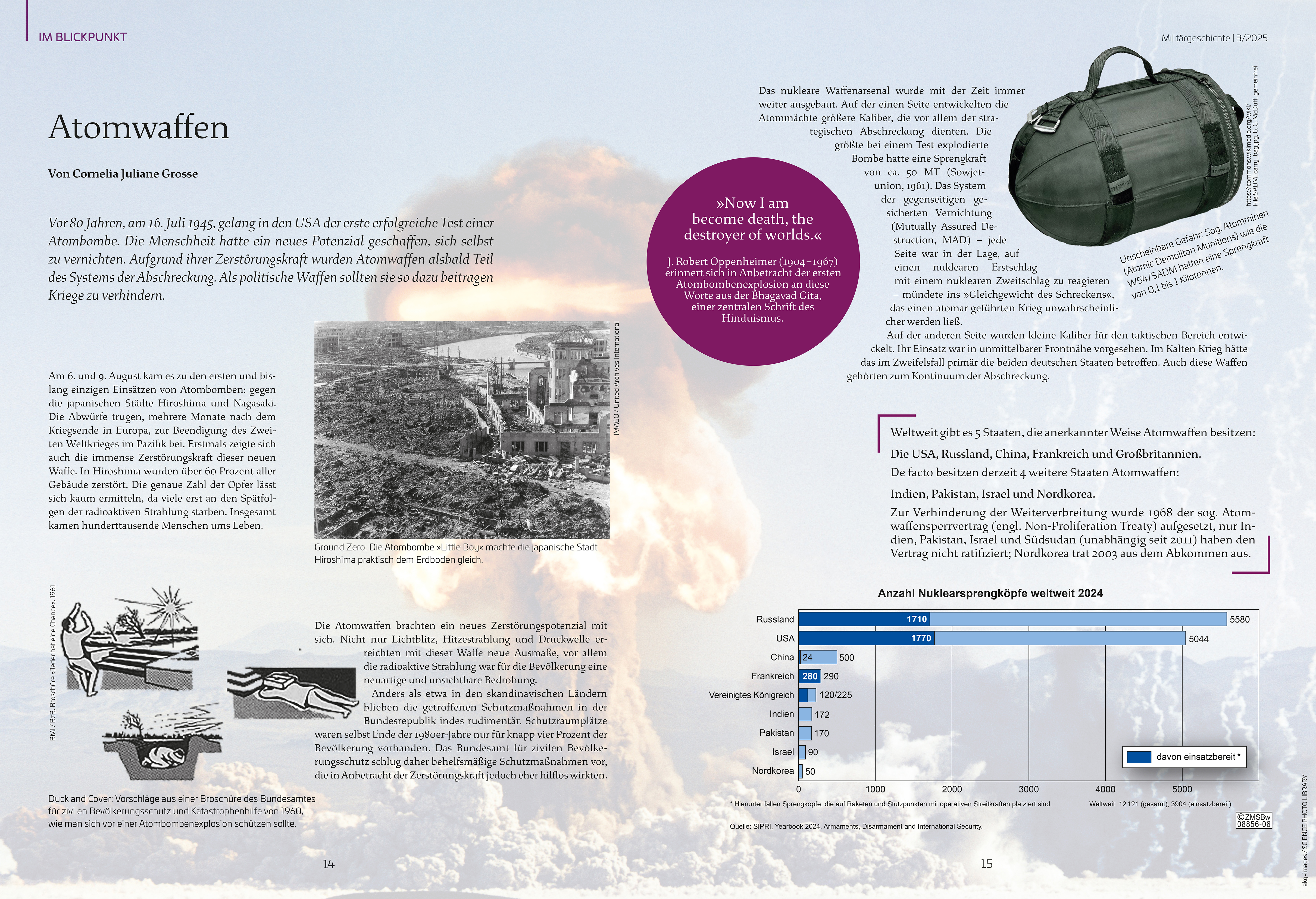 Doppelseite aus der Zeitschrift Militärgeschichte mit Grafiken und Diagrammen zum Zweiten Weltkrieg