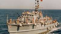 Minenjagdboot Marburg als Teil des "Minenabwehrverbandes Südflanke" im Persischen Golf