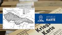 Im Vordergrund Karte der Tschechoslowakei 1938/39 im Hintergrund eine alte Karte im Register.