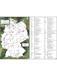 Landkarte mit Standorten der Ausstellungen und Legende