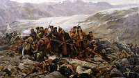Gemälde, das den verlustreichen Rückzug der britischen Truppen im ersten Anglo-Afghansichen Krieg zeigt
