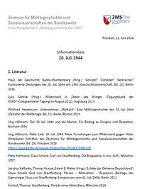 Bildauschnitt der Informationsliste zum 20. Juli