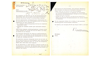 zweiseitiges maschinenschriftliches Dokument mit handschriftlichen Bemerkungen