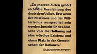 Vernichtung des Militarismus, um Deutschland wieder in die Nationengemeinschaft aufzunehmen