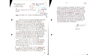 Maschinenschriftliches Dokument mit grünem Stempel und handschriftlichen Notizen