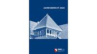 Cover skizzierte Außenansicht Haus 12 auf dem Gelände des ZMSBw, weiß auf blauem Untergrund.