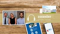 Eine Frau und zwei Männer sprechen in einer Interviewsituation im Podcaststudio des ZMSBw.
